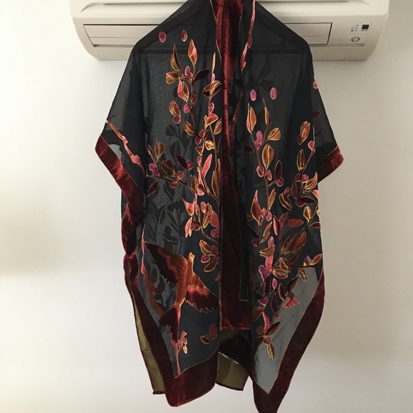 Duster cover velvet with bird motif one size - Picture 1 of 11
